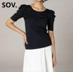 【sov.】パフスリーブ 半袖 ブラックトップス　Tシャツ　カットソーのサムネイル