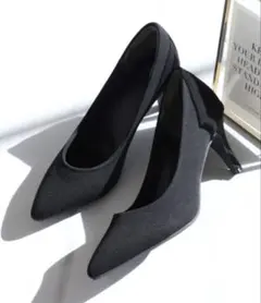 パンプス ブラック ポインテッドトゥ7cmヒール