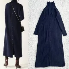 スピックアンドスパン カシミヤ混 バックスリット ニットワンピース