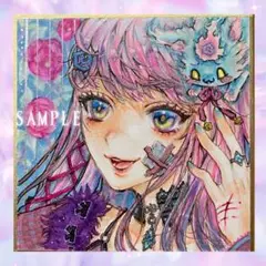 習作値引★手描きイラスト／精霊使い見習いと使い魔ウサギ