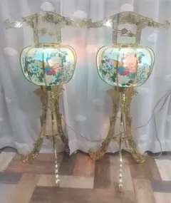 [회전 조명 확인] 오본 등불, 후게쓰 초롱, 2개 세트, 공작 모란