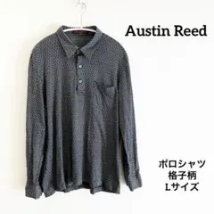 Austin Reed オースチンリード 長袖ポロシャツ 格子柄 紺 Lサイズのサムネイル
