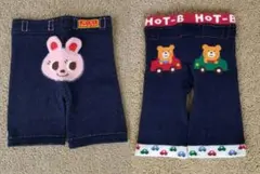 ミキハウス 80 ニットスパッツ 2枚セット うさぎ クマ 車 美品 秋冬