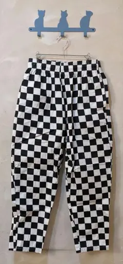 Cookman チェッカー柄パンツ 市松模様 ブロックチェック スカ白×黒