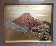 芳光作銅板彫刻孔雀叙勲受賞作中古金メッキ銀メッキ証明書有り箱有り 118488.S-t.jpg