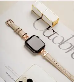 ラスト1点【新品】Apple Watchバンドのみクリームベージュキラキラハート
