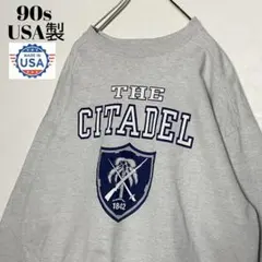 90sヴィンテージUSA製 肉厚カレッジ スウェット グレー XLト短丈レーナー