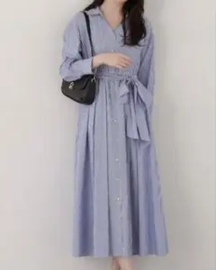 ドロップショルダーシャツワンピース