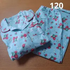 いちご柄パジャマ 120サイズ 水色