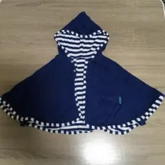 ネイビーと白のストライプ ポンチョ 80〜95cm