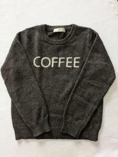 ダークブラウン コーヒー文字入りセーター