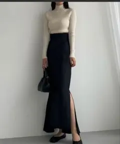 ハイウエストヘリンボーンスリットマーメイドスカート