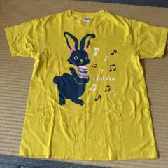 TSUTAYA Tシャツ L イエロー うさぎ 音楽プリント レトロ　企業物