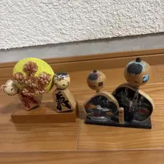 共箱付】亮一作 わらべこけし 4体セット 創作こけし 郷土玩具 昭和