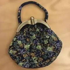 昭和レトロ】ビーズ刺繍 ハンドバッグ フラワー柄 がま口 パーティー