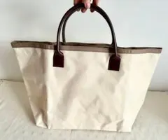 新品 大容量 トートバッグ エコバッグ ベージュ フラップ付き L 大きめ