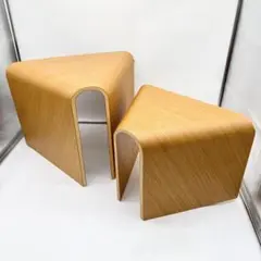 MUJI 無印良品】オーク材 重なるテーブルベンチ　成型合板 入れ子 廃盤 MUJI 無印良品】オーク材 重なるテーブルベンチ 成型合板 入れ子 廃盤