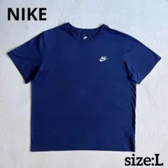 ナイキ ワンポイント 刺繍ロゴ 無地 Tシャツ L ネイビー 濃紺 NIKEのサムネイル
