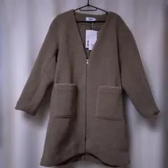 【AZUL by MOUSSY】 ノーカラーボアミドル丈コート