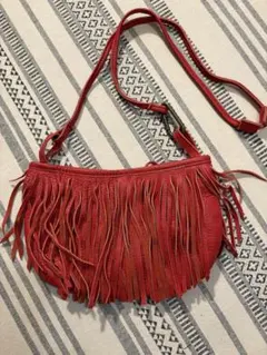 フリンジ本革ショルダーバッグ