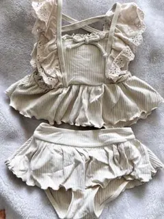アイボリー フリル水着 90cm 女の子