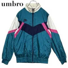 UMBRO アンブロ ナイロンジャケット 刺繍ロゴ S フルジップ 切替 90s