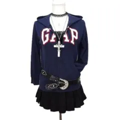 y2k 平成 ギャップ GAP ジップアップ パーカー ネイビー archive