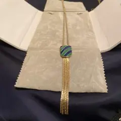 青と緑のストライプ ロングネックレス