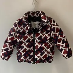TOMMY HILFIGER キッズ 中綿ジャケット 総柄 フード付き 104