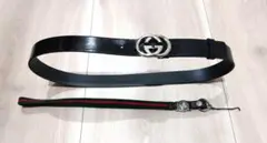 GUCCI ブラックベルト GGロゴ おまけ ストラップ