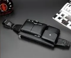 メンズ チェストバッグ ボディバッグ 3WAY ブラック ウエストポーチ