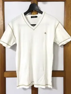 バーバリーブラックレーベル 半袖 Vネック Tシャツ ホース刺繍 2/M 白