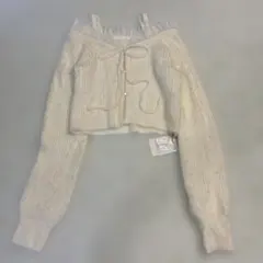 フリル付きホワイトニット サイズFree