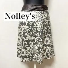 Nolley's 総柄フレアスカート リボンデザイン 上品　異素材切り替え