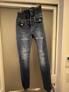 ダークブルー ハイウエスト スキニーデニム