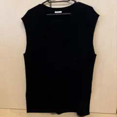 GU クルーネック ニットベスト ブラック XL
