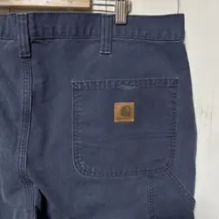 カーハート ネイビー 革ロゴ ペインター ツールポケット ダック パンツ W38