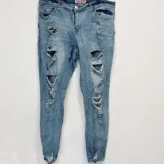 ⭐️美品HOT KISS【4XL】ライトブルー ダメージデニム