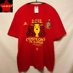 【adidasアディダス】2012年 スペイン代表 優勝記念 Tシャツ 赤レッド