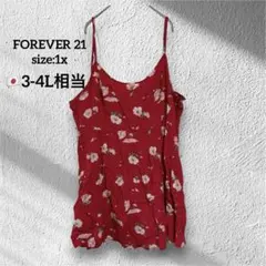 FOREVER21 フォーエバー２１ 花柄 キャミソール ゆったり 赤 綿 3Lのサムネイル