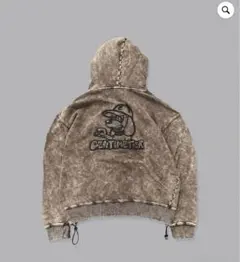 CENTIMETER 犬刺繍 ジップアップフーディ ブラウン