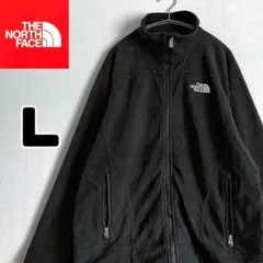 ノースフェイス　フルジップ　フリースジャケット　黒　L　長袖　刺繍　レディース