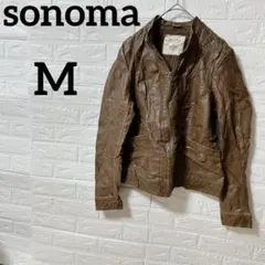 希少 ソノマ sonomaフェイクレザー ライダース ジャケット ブラウン【M】