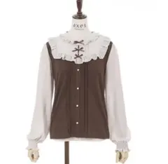 axes femme リボン付きフリルプルオーバー ブラウン F サイズ 中古品