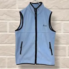 【ユーエスポロ】フリースベスト 水色 センタージップ M ワンポイント 3187