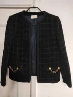 希少80s✦東京スタイルTOKYOSTYLEノーカラーツイードジャケットのサムネイル