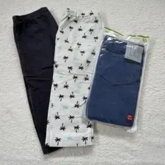 UNIQLO ベビー　レギンス　7分丈　ネイビー　ヤシの木　ブルー　90