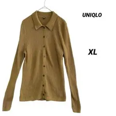 キレイめ/ユニクロ/メリノリブポロカーディガン/ウール100%/やや細めXL