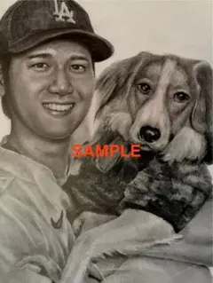 【鉛筆画・原画】似顔絵 大谷翔平 MLB A4サイズ