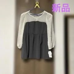 ちあまる様専用INCEDE 灰色とホワイト ドット柄ブラウス 5L-6L